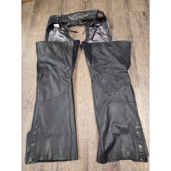 Harley Davidson 98137-08VW Horizon Embroidered Black Leather Chaps Medium - Picture 5 of 6